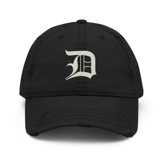 Detroit 'Old English D' Distressed Dad Hat (Ivory White)