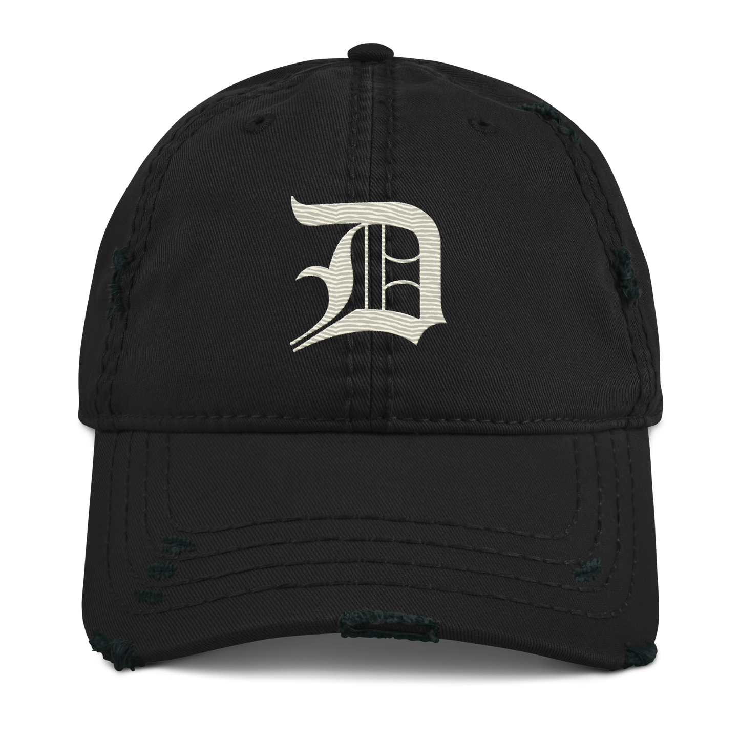 Detroit 'Old English D' Distressed Dad Hat (Ivory White)