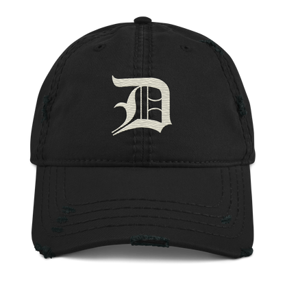 Detroit 'Old English D' Distressed Dad Hat (Ivory White)