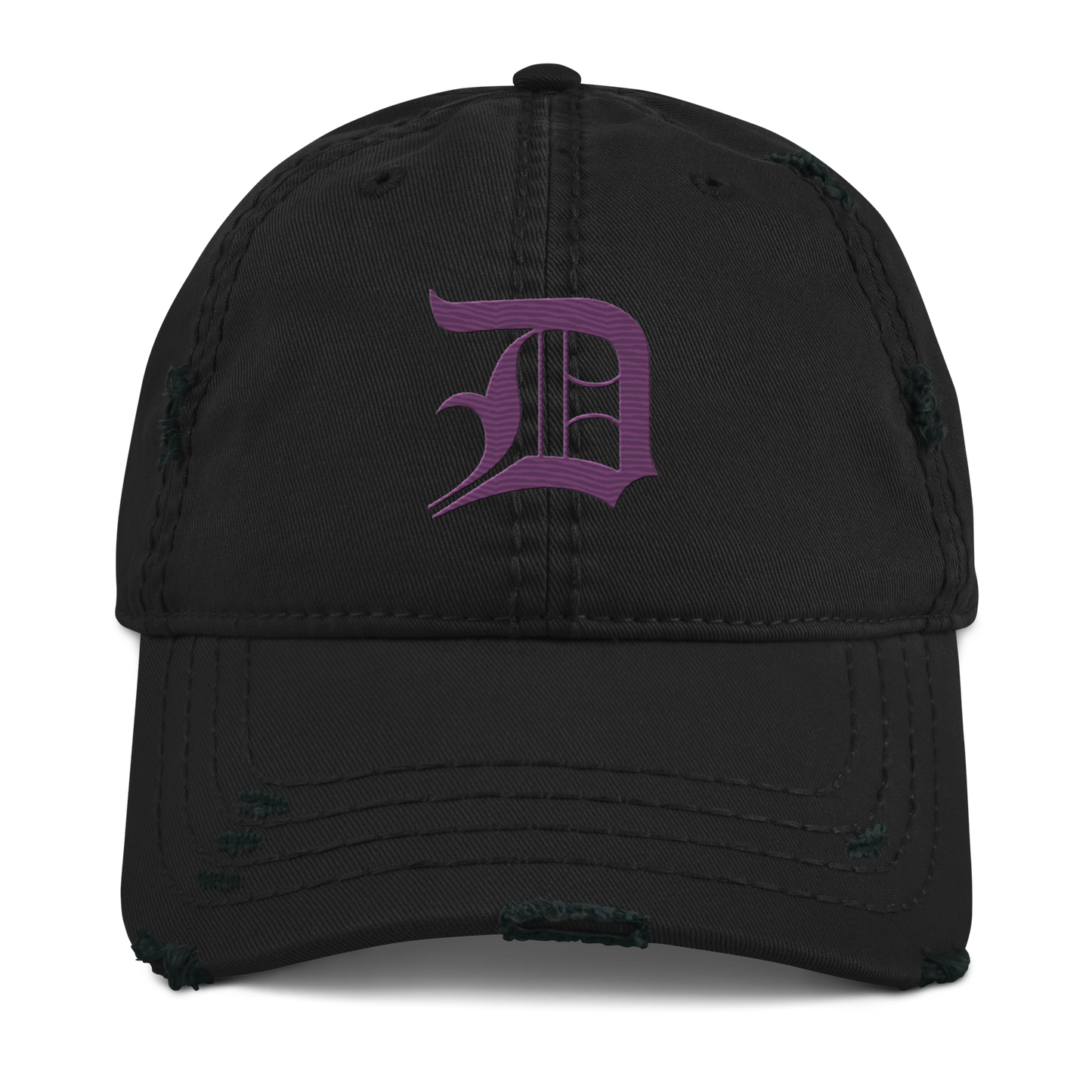 Detroit 'Old English D' Distressed Dad Hat (Plum)