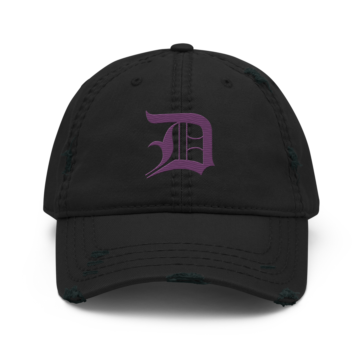 Detroit 'Old English D' Distressed Dad Hat (Plum)