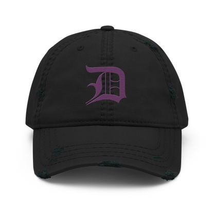 Detroit 'Old English D' Distressed Dad Hat (Plum)