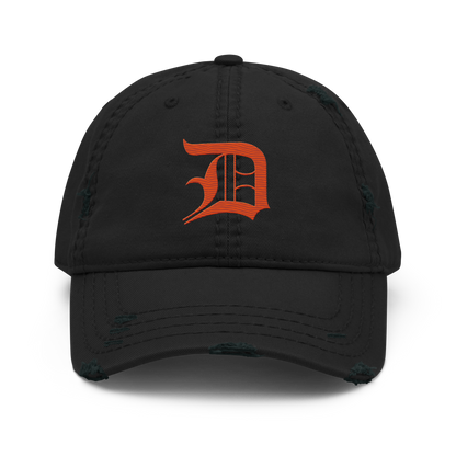 Detroit 'Old English D' Distressed Dad Hat (Maple Leaf Orange)