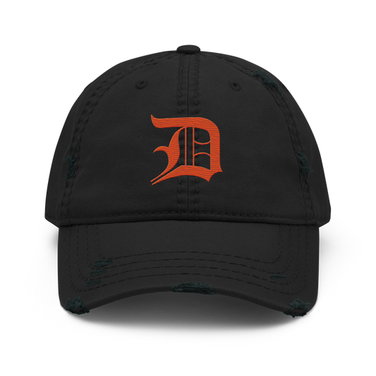 Detroit 'Old English D' Distressed Dad Hat (Maple Leaf Orange)