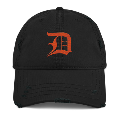 Detroit 'Old English D' Distressed Dad Hat (Maple Leaf Orange)