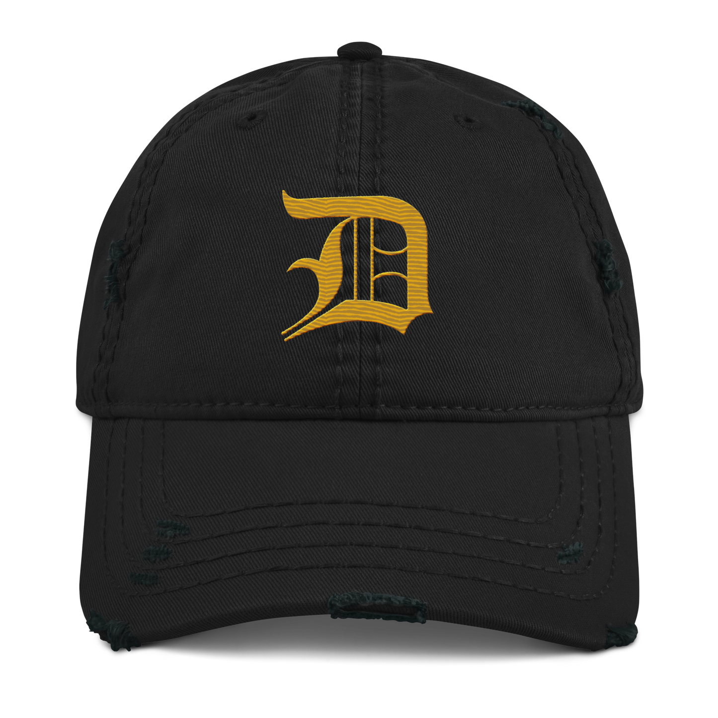 Detroit 'Old English D' Distressed Dad Hat (Gold)