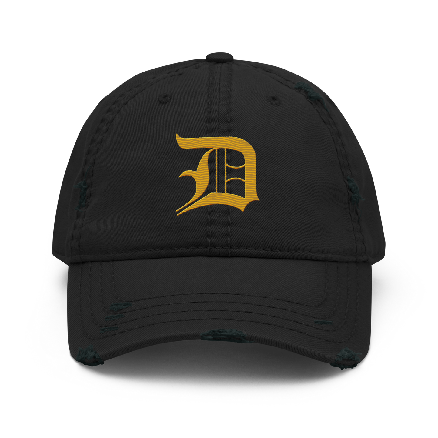 Detroit 'Old English D' Distressed Dad Hat (Gold)