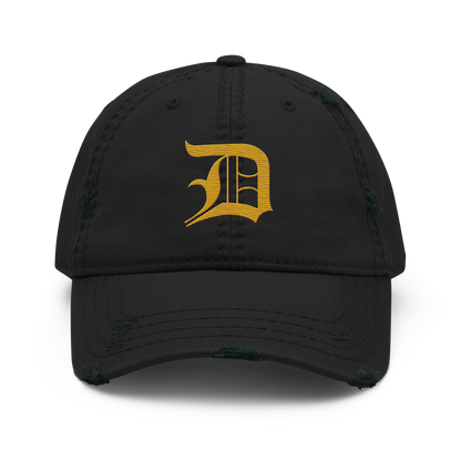 Detroit 'Old English D' Distressed Dad Hat (Gold)