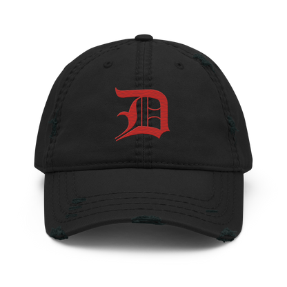 Detroit 'Old English D' Distressed Dad Hat (Aliform Red)