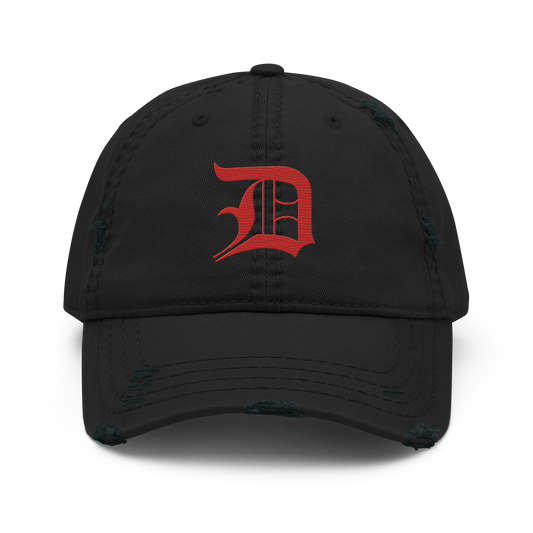 Detroit 'Old English D' Distressed Dad Hat (Aliform Red)