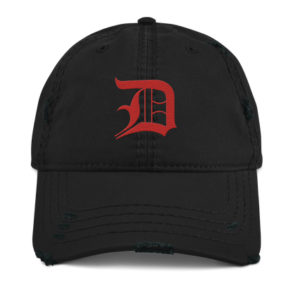 Detroit 'Old English D' Distressed Dad Hat (Aliform Red)