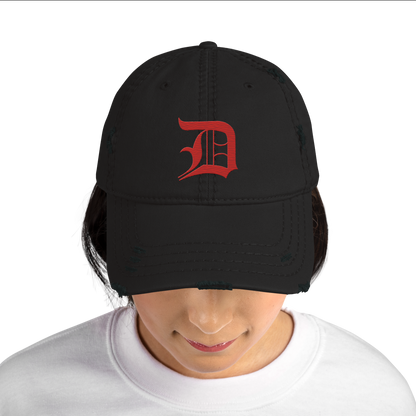 Detroit 'Old English D' Distressed Dad Hat (Aliform Red)