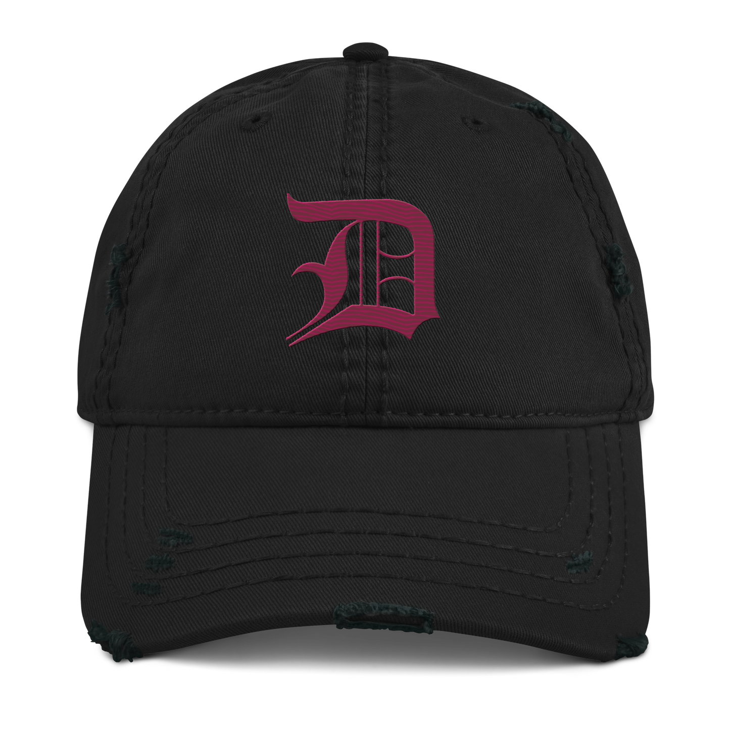 Detroit 'Old English D' Distressed Dad Hat (Ruby Red)