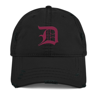 Detroit 'Old English D' Distressed Dad Hat (Ruby Red)