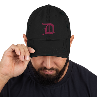 Detroit 'Old English D' Distressed Dad Hat (Ruby Red)