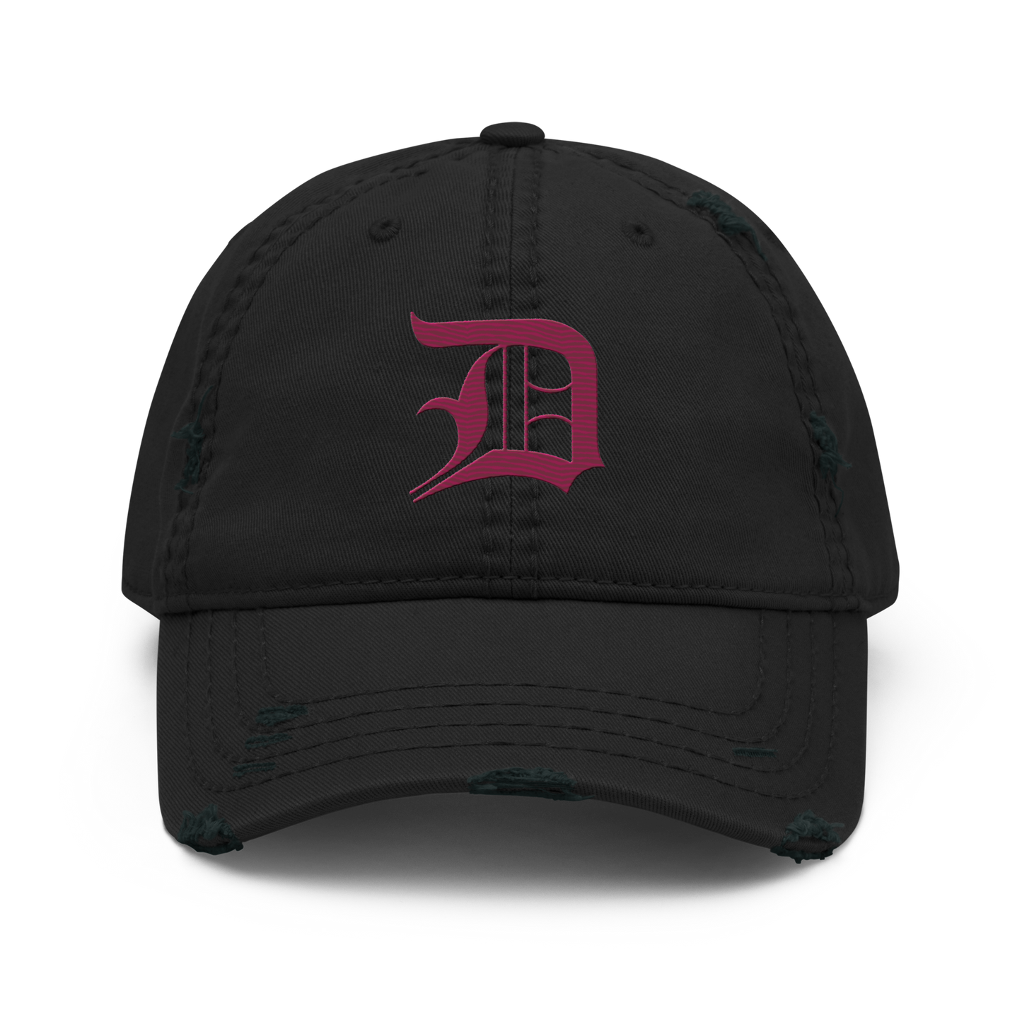 Detroit 'Old English D' Distressed Dad Hat (Ruby Red)