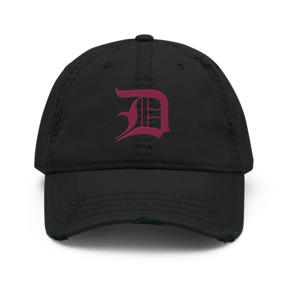 Detroit 'Old English D' Distressed Dad Hat (Ruby Red)