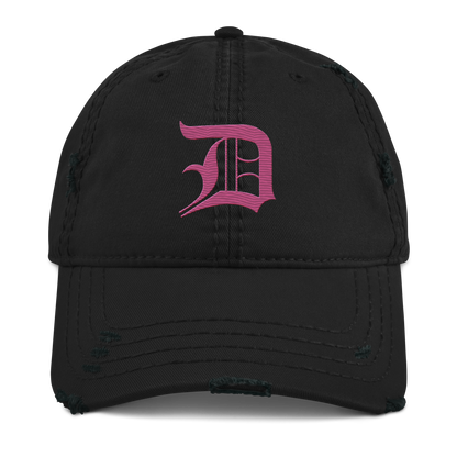 Detroit 'Old English D' Distressed Dad Hat (Apple Blossom Pink)