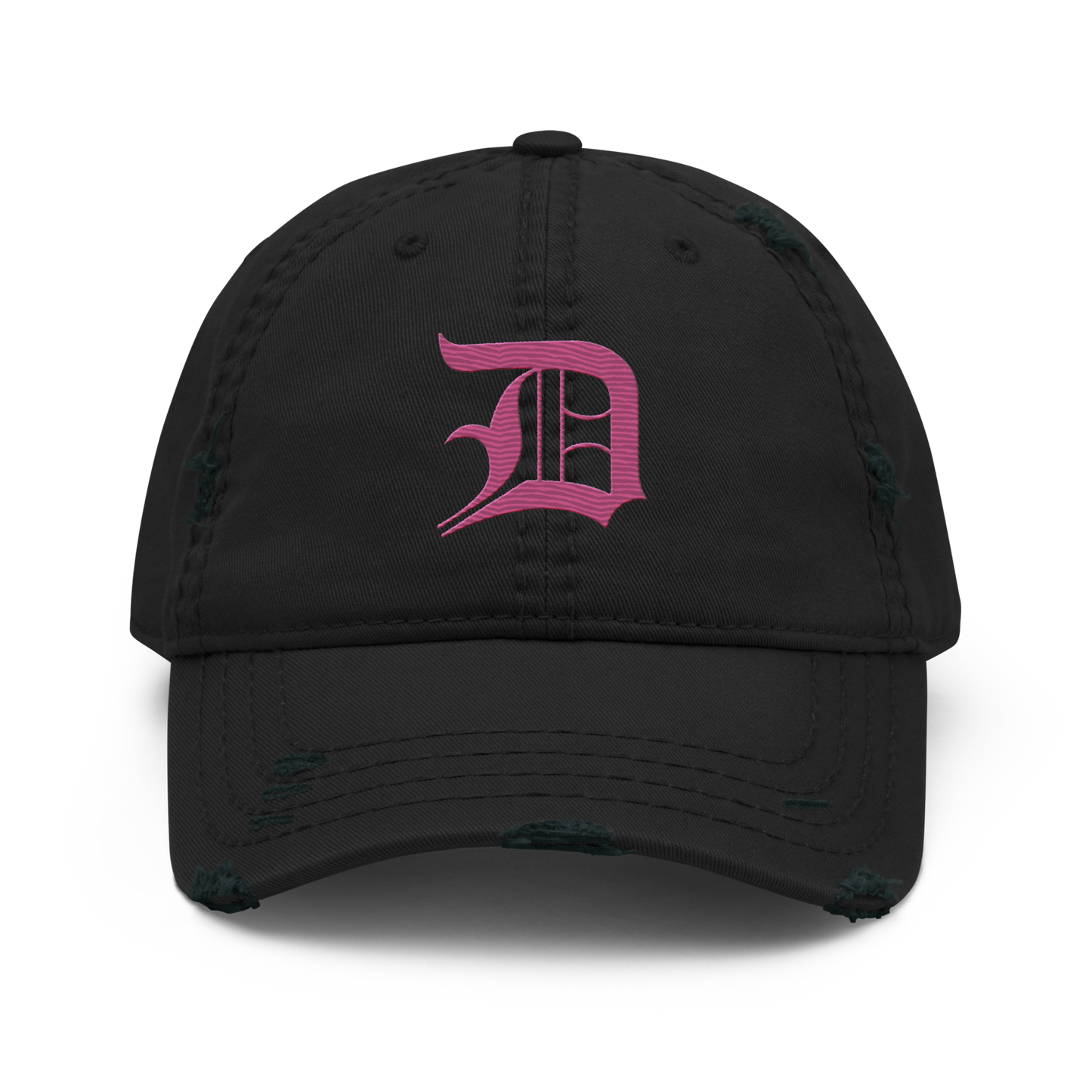 Detroit 'Old English D' Distressed Dad Hat (Apple Blossom Pink)