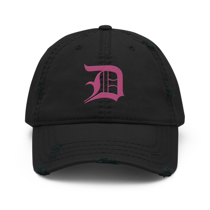 Detroit 'Old English D' Distressed Dad Hat (Apple Blossom Pink)