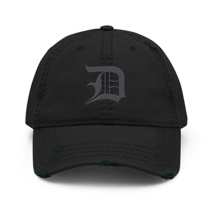 Detroit 'Old English D' Distressed Dad Hat (Iron Ore Grey)