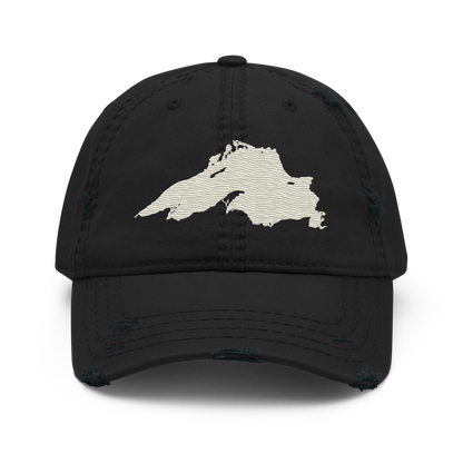 Lake Superior Distressed Dad Hat | Ivory White