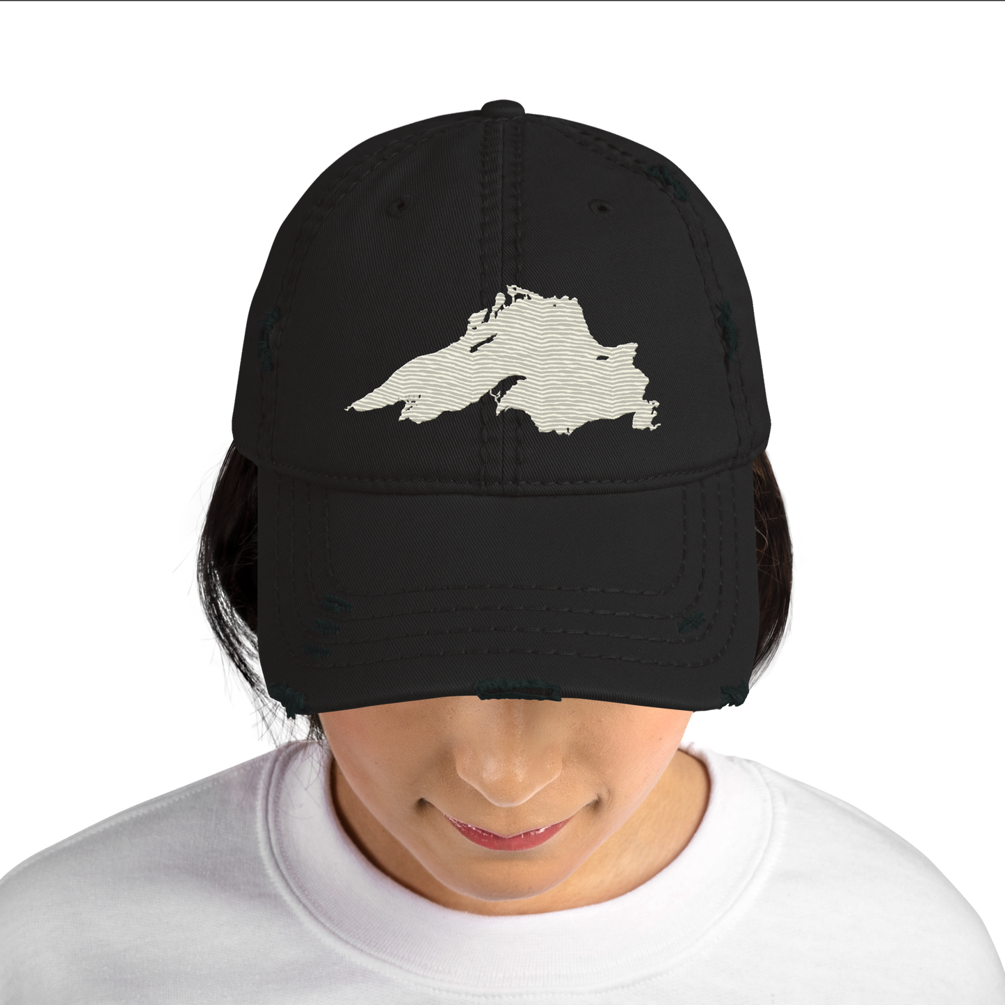 Lake Superior Distressed Dad Hat | Ivory White