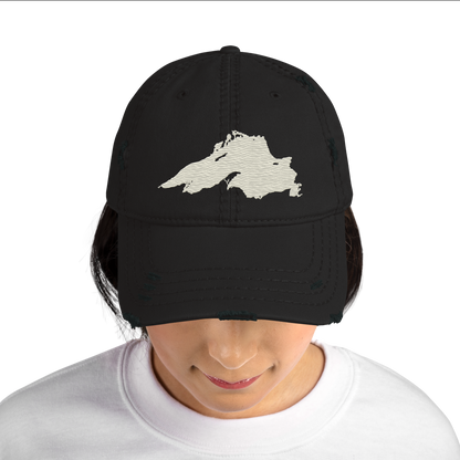 Lake Superior Distressed Dad Hat | Ivory White