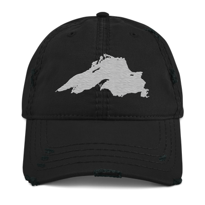 Lake Superior Distressed Dad Hat | Platinum