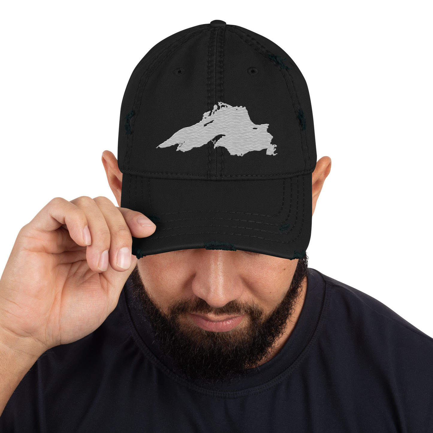 Lake Superior Distressed Dad Hat | Platinum