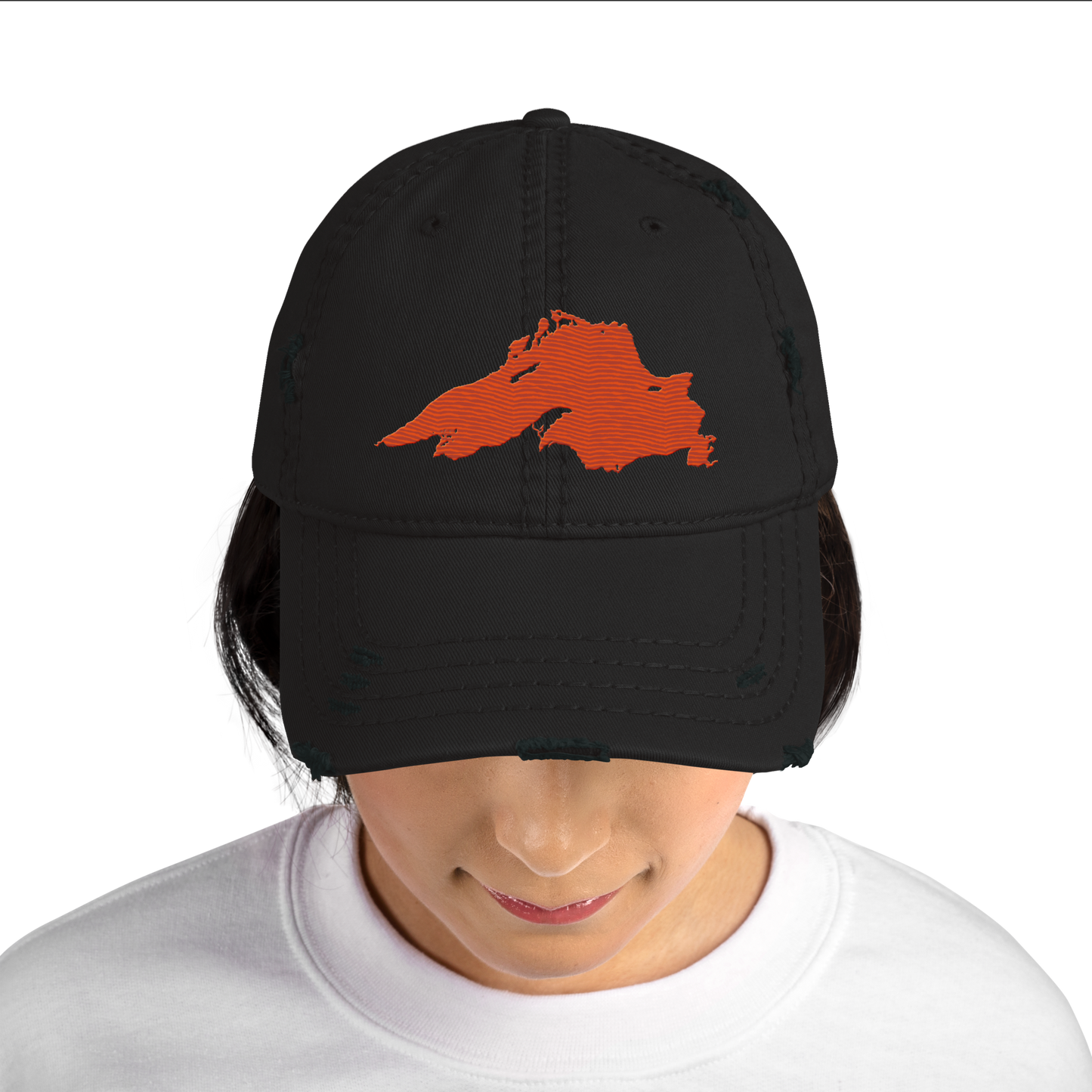 Lake Superior Distressed Dad Hat | Maple Leaf Orange