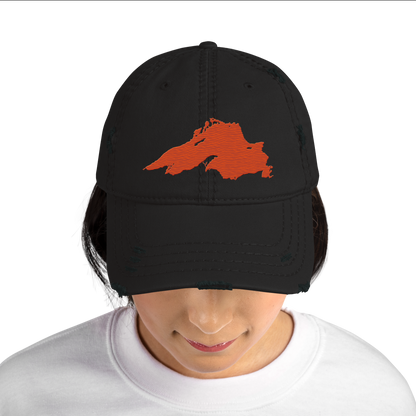 Lake Superior Distressed Dad Hat | Maple Leaf Orange