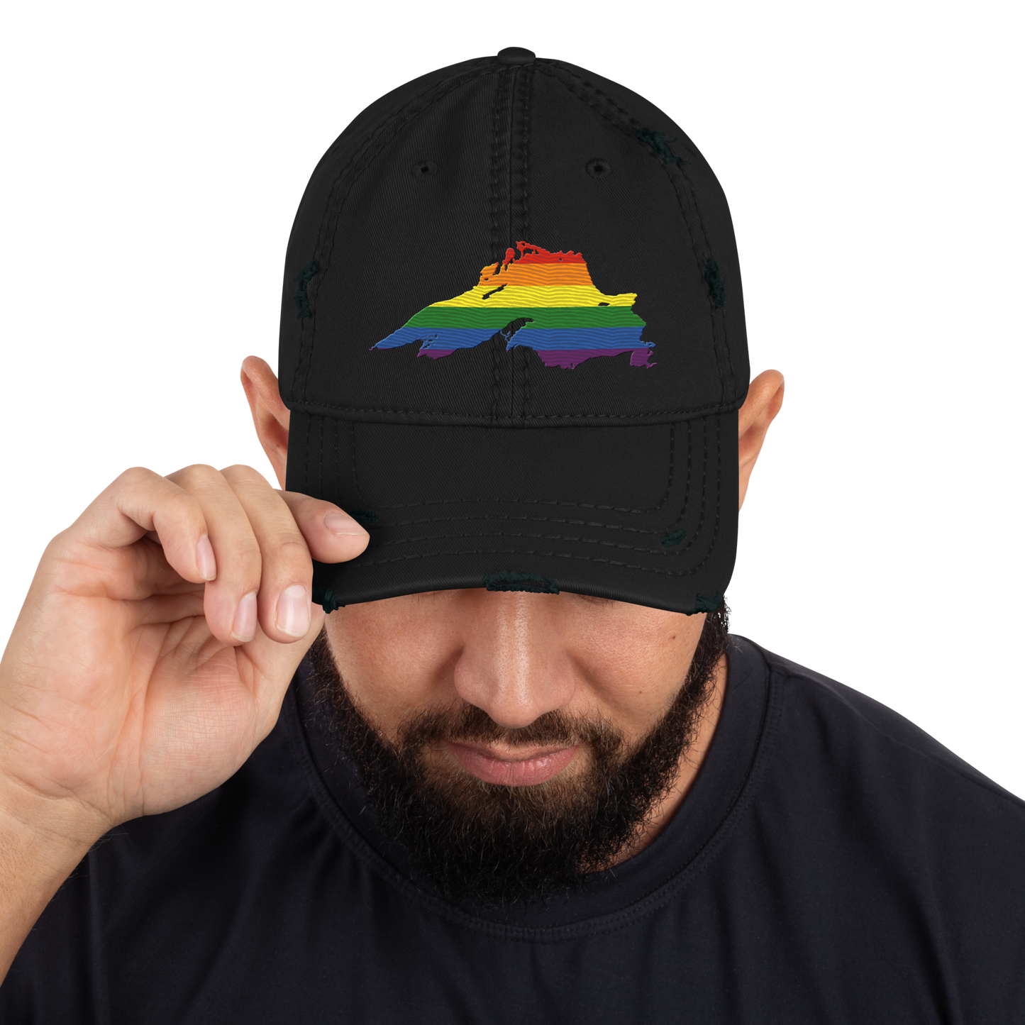 Lake Superior Distressed Dad Hat | Rainbow Pride Edition