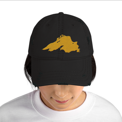 Lake Superior Distressed Dad Hat | Gold