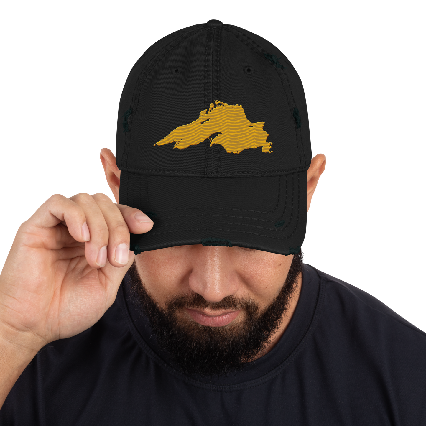 Lake Superior Distressed Dad Hat | Gold