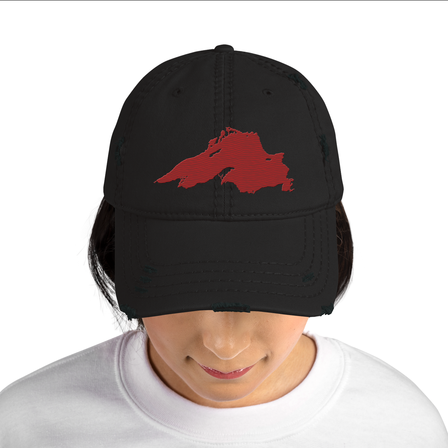 Lake Superior Distressed Dad Hat | Thimbleberry Red