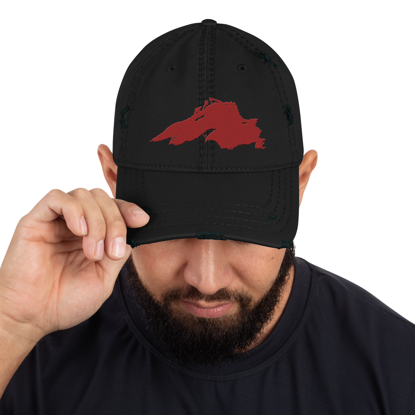 Lake Superior Distressed Dad Hat | Thimbleberry Red