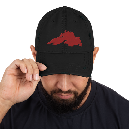 Lake Superior Distressed Dad Hat | Thimbleberry Red