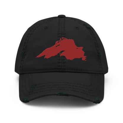 Lake Superior Distressed Dad Hat | Thimbleberry Red