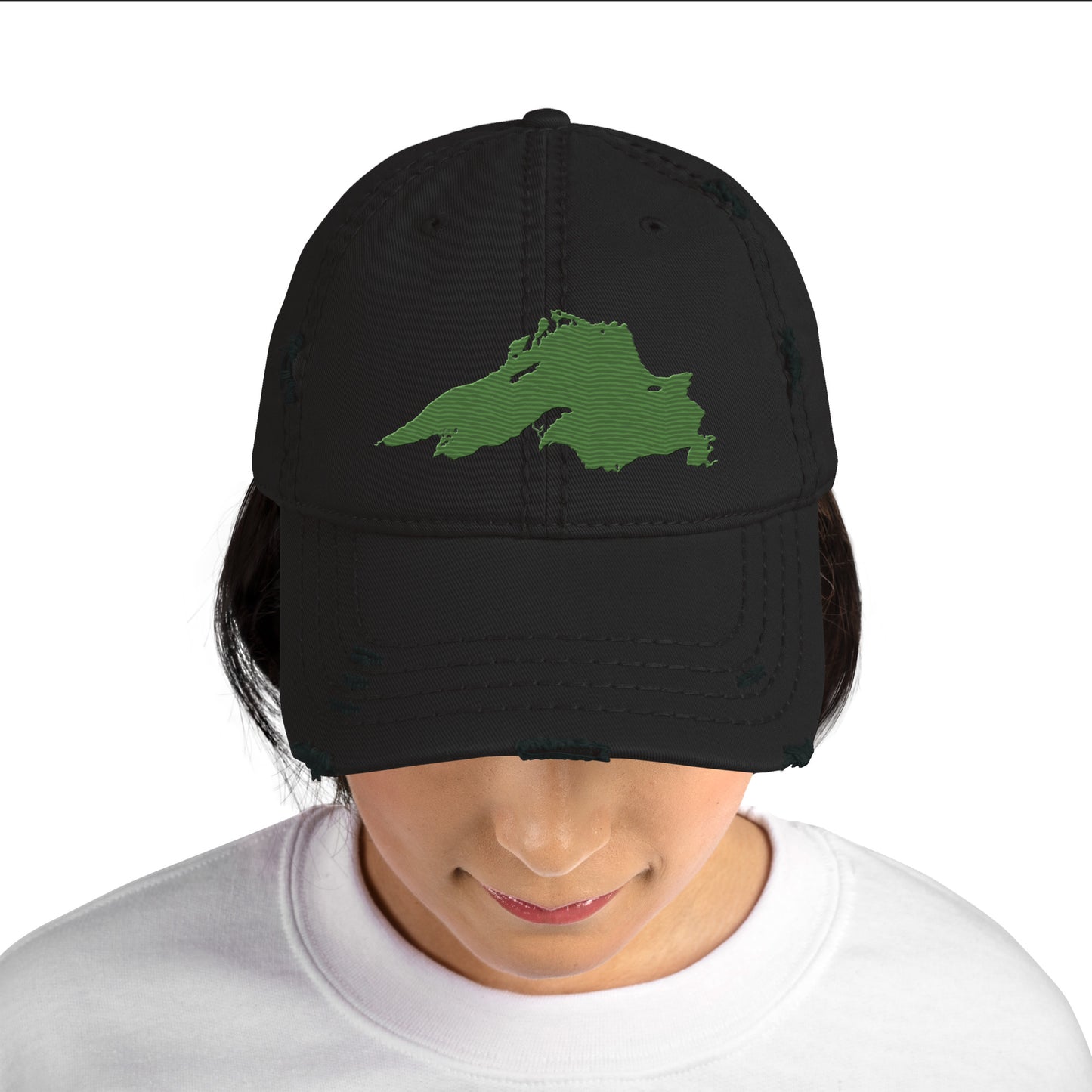 Lake Superior Distressed Dad Hat | Pine Green