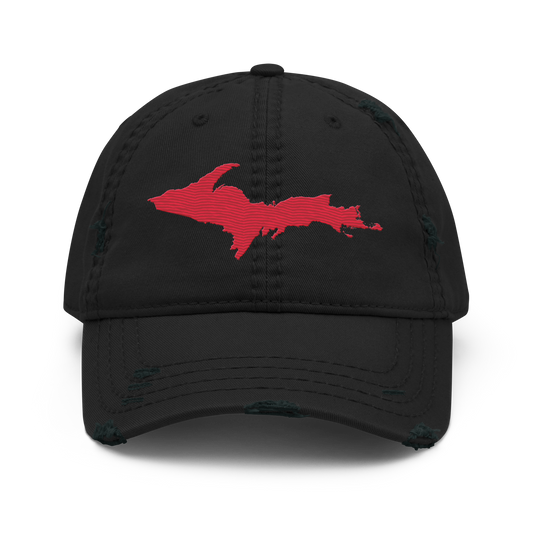 Upper Peninsula Distressed Dad Hat | Lighthouse Red