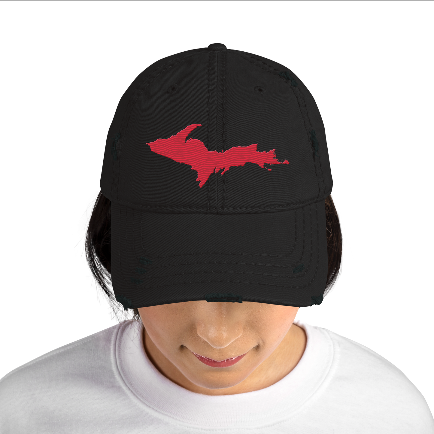 Upper Peninsula Distressed Dad Hat | Lighthouse Red