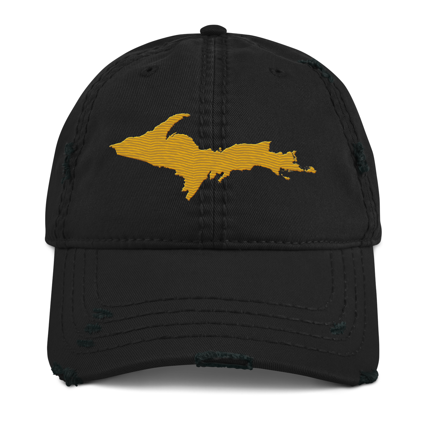 Upper Peninsula Distressed Dad Hat | Gold