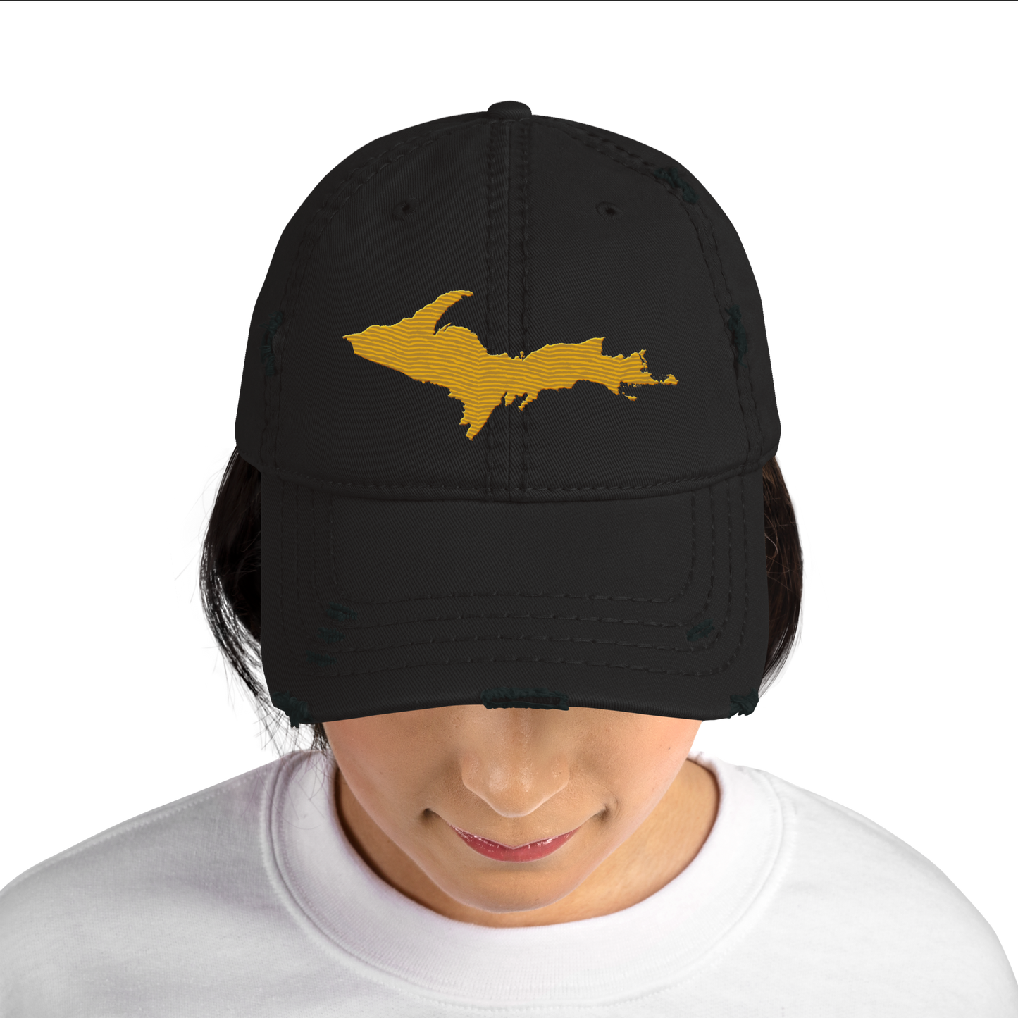 Upper Peninsula Distressed Dad Hat | Gold