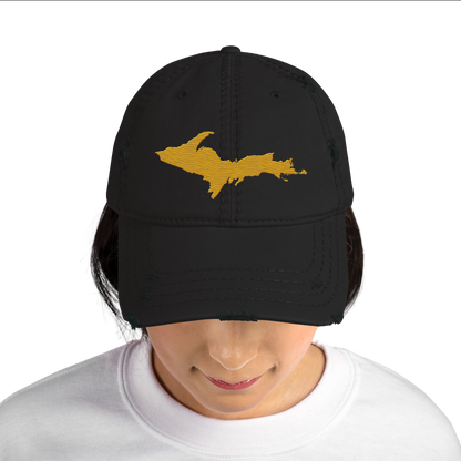 Upper Peninsula Distressed Dad Hat | Gold