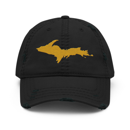 Upper Peninsula Distressed Dad Hat | Gold