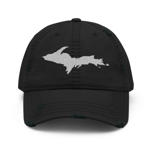 Upper Peninsula Distressed Dad Hat | Platinum