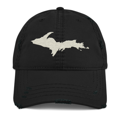 Upper Peninsula Distressed Dad Hat | Ivory White