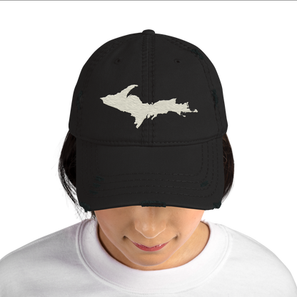 Upper Peninsula Distressed Dad Hat | Ivory White