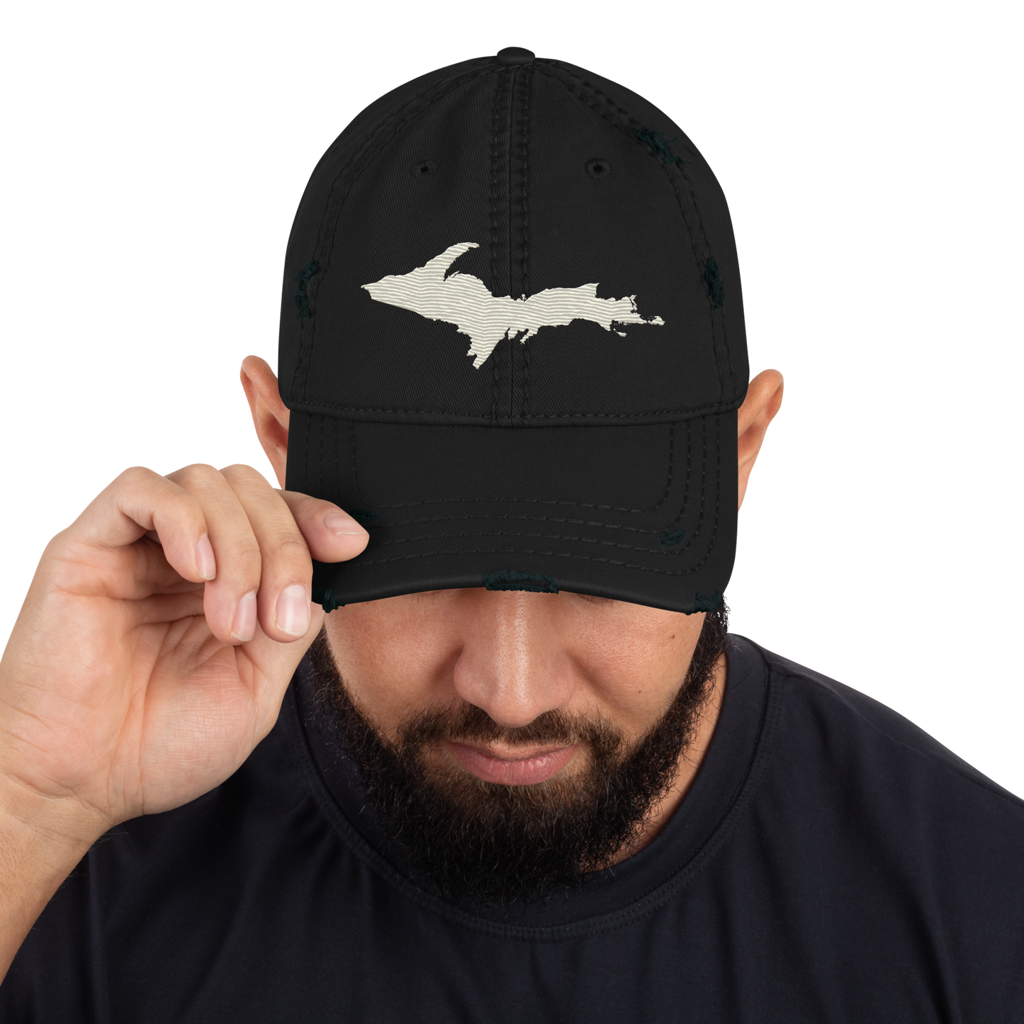 Upper Peninsula Distressed Dad Hat | Ivory White